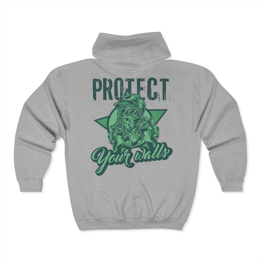 Protect Your Walls“ – Unisex Zip - Hoodie mit Statement – Hochwertiges Hoodie von Lumeza | Jetzt entdecken